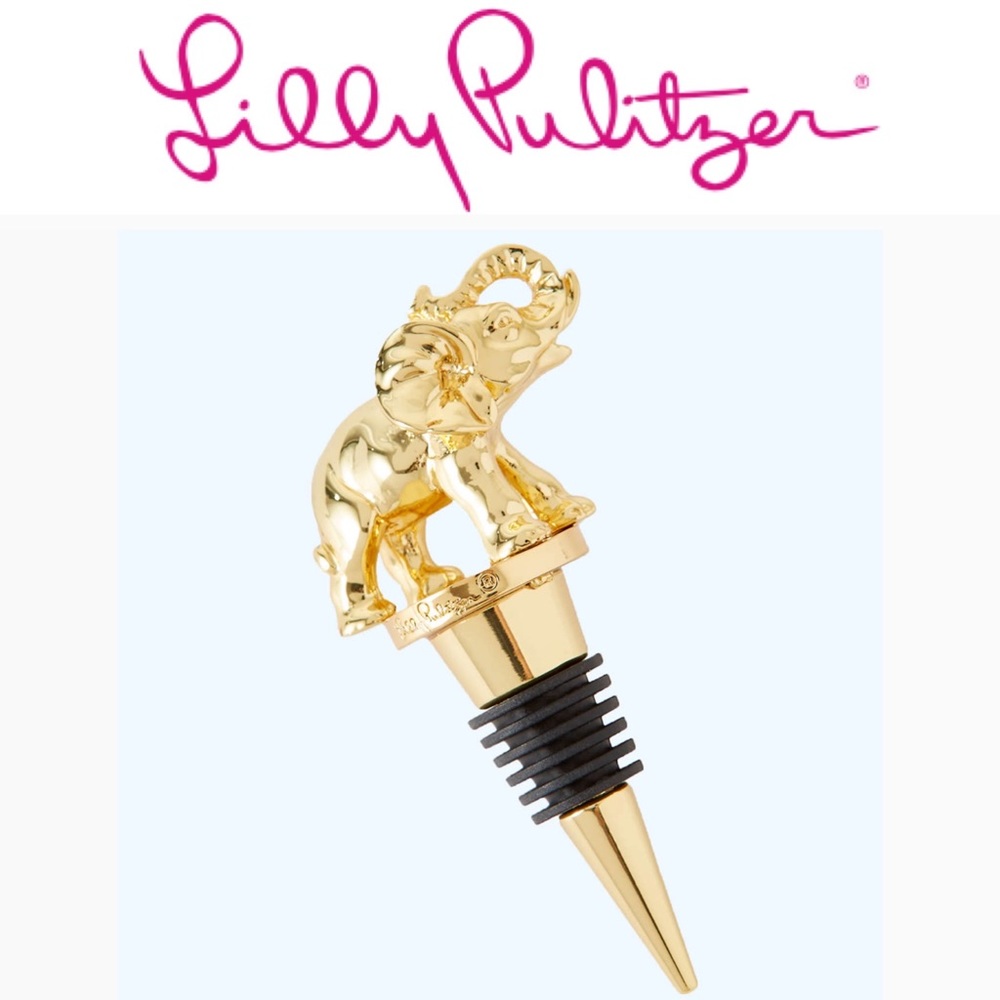 Lilly Pulitzer Gold metal elephant shaped wine stopper